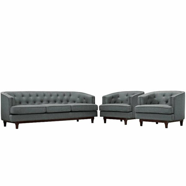 Modway Furniture Coast Living Room Sofa Set, Gray - Set of 3 EEI-2448-GRY-SET